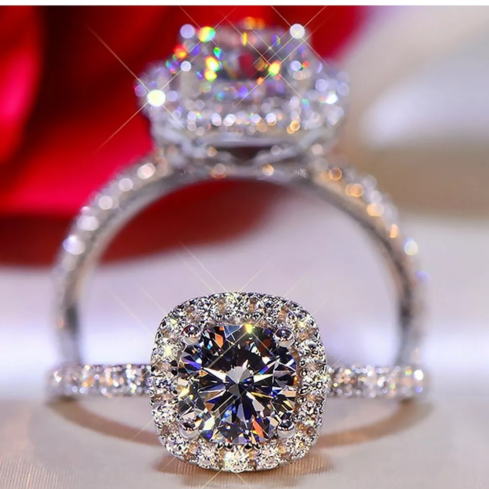 925 Silver Wedding Rings for Women White Sapphire - Picture 3 of 6